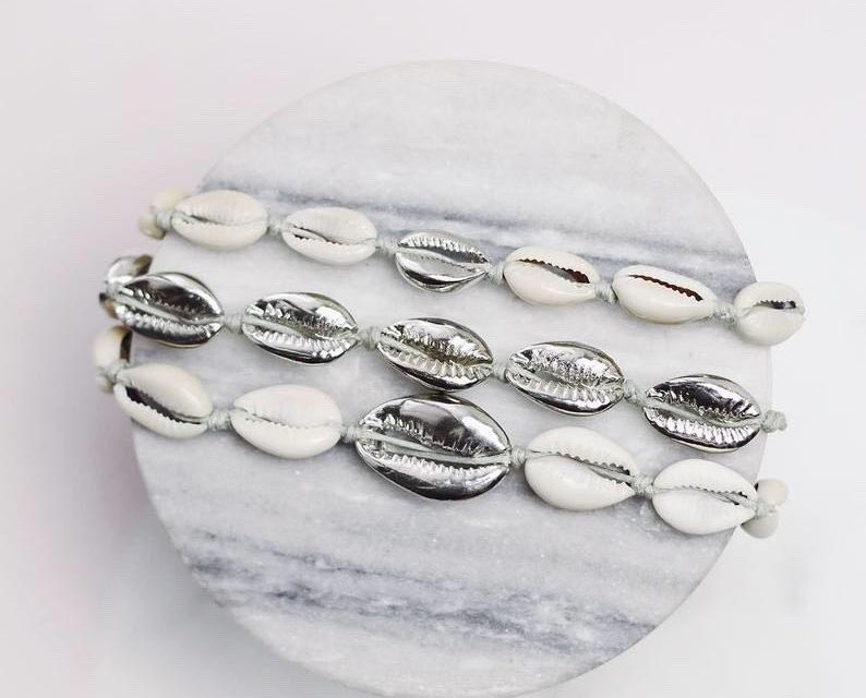 White x Silver Shell karkötő
